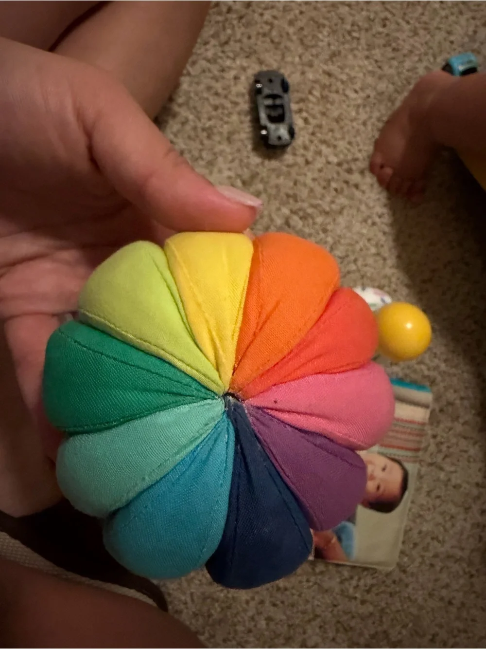 Plush Rainbow Squeeze Ball - Multicolor Soft Sensory Toy
